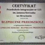 Certyfikat - Bezpieczne przedszkole