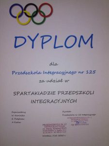 Dyplom za udział w Spartakiadze Przedszkoli Integracyjnych