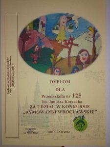 Dyplom za udział w konkursie Rymowanki Wrocławskie